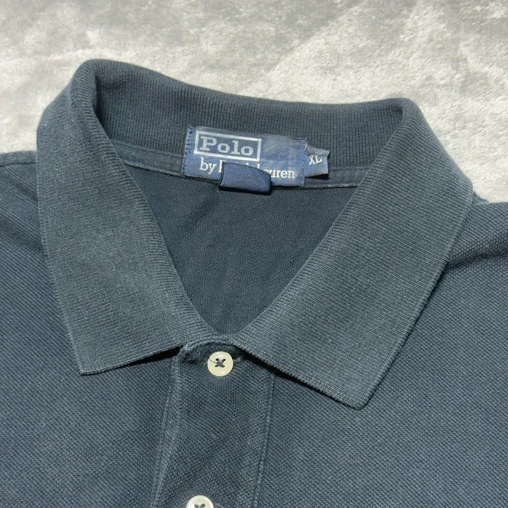 Polo Ralph Lauren Triple Pony Shirt Men XL Black Custom Fit Multi Color Logo